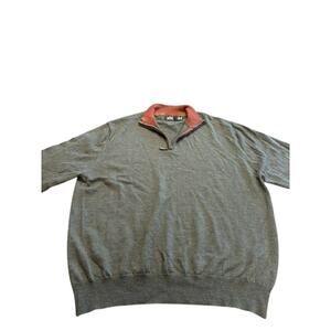 "Belford Men" 100% Extra Fine Merino Wool 1/4 Zip Grn Sweater SZ XL Quiet Luxury